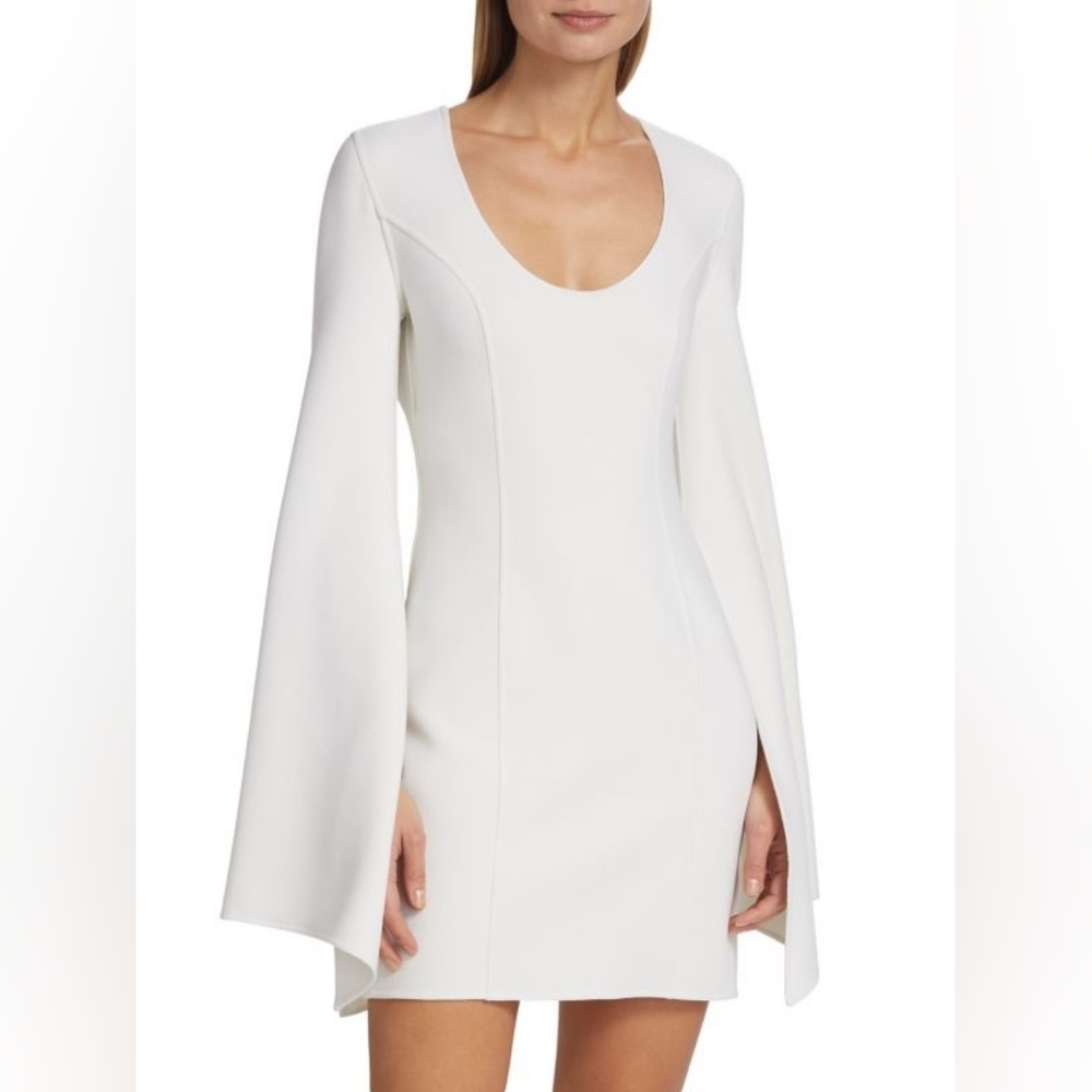 Michael Kors Collection Ivory Crepe Belle Sleeved Mini Dress, Size 2